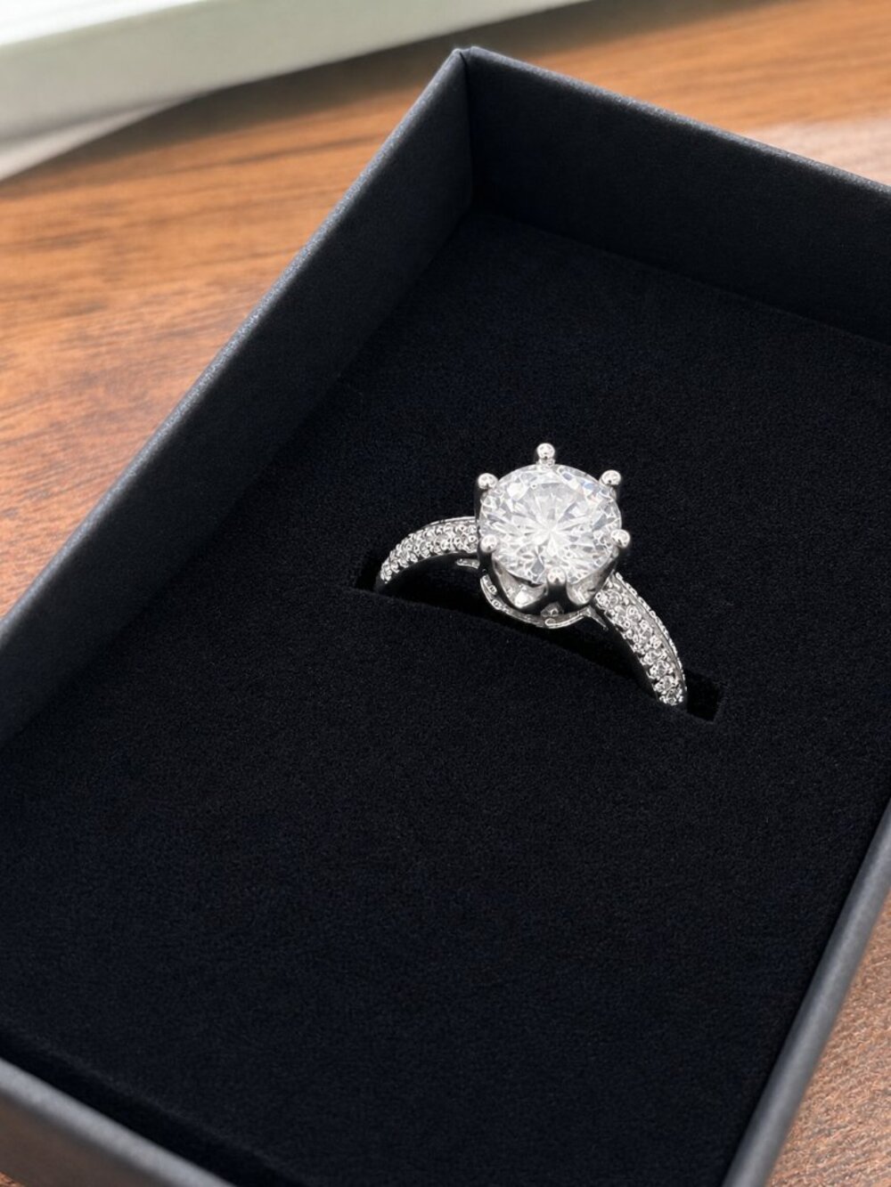 JZ48 Ballerina Tiara ring sz 7 1 ct moissanite with pave on the edges